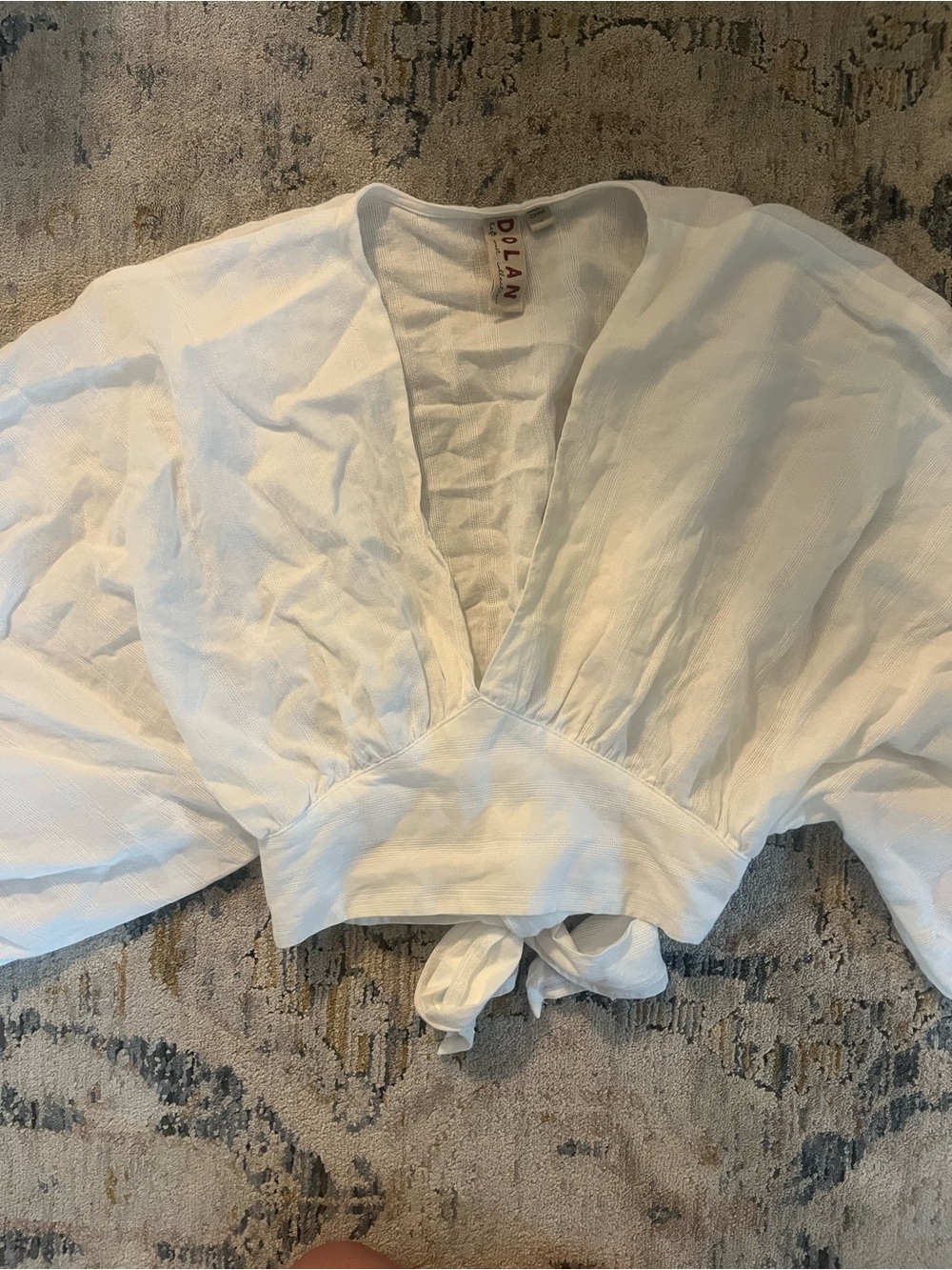 Anthropologie dolan White Deep V Crop Blouse with back Tie